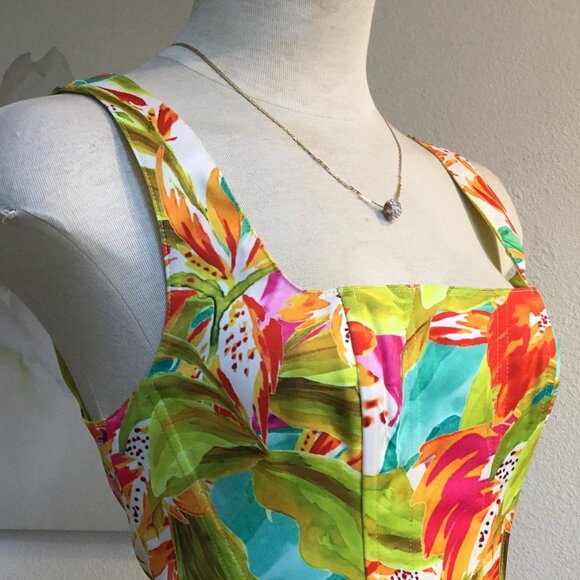 GUESS Vibrant Multicolor Printed Corset Crop Top Bustier Zip Back \Lined S - Picture 5 of 9